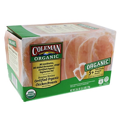 slide 1 of 1, Coleman Organic Boneless Skinless Chicken Breasts, 25.6 oz