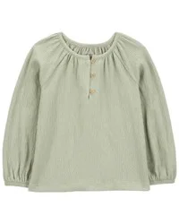 Carter's Toddler Gauze Long-Sleeve Top - Green Green 2T