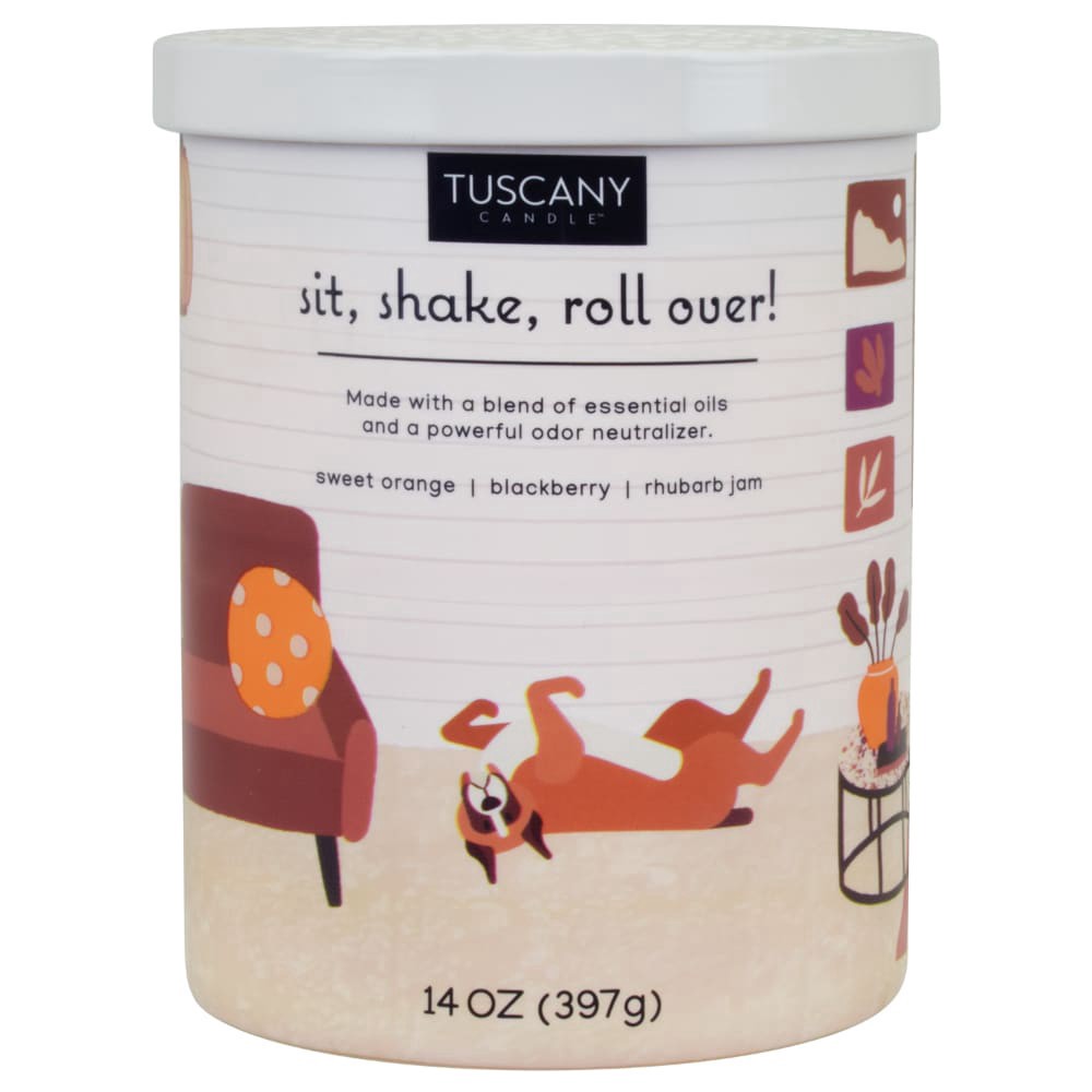 slide 2 of 2, Tuscany Candle Pet Collection Sit, Shake, Roll Over Jar Candle, 14 oz