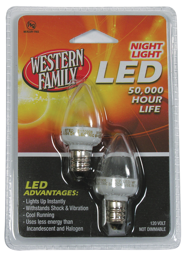 slide 1 of 1, Western Family Led Nite Lite Bulbs, 2 ct