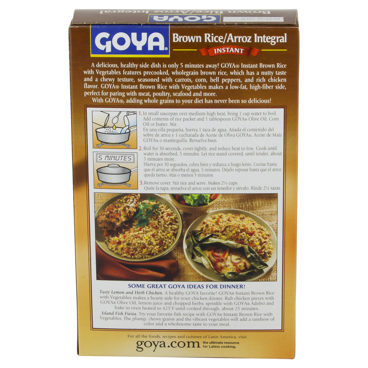 slide 3 of 6, Goya Instant Brown Rice, 6 oz