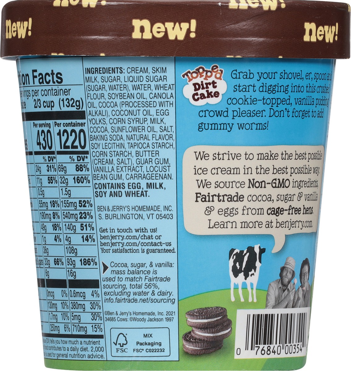slide 5 of 9, Ben & Jerry's Topped Dirt Cake Ice Cream 15.2 fl oz, 15.2 oz