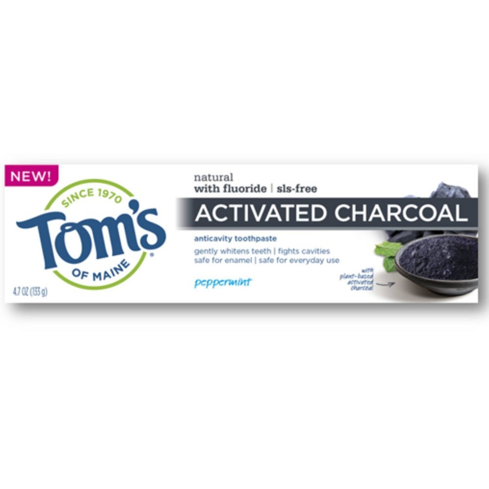 slide 2 of 2, Tom's of Maine Activated Charcoal Anticavity Toothpaste, 4.7 oz