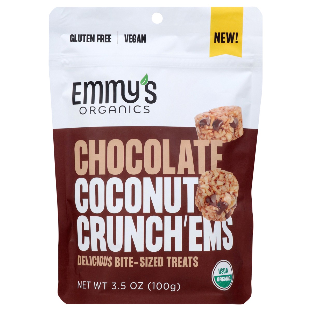 slide 1 of 7, Emmy's Organics Chocolate Coconut Crunch'Ems, 3.5 oz, 20 ct