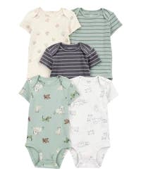 Carter's Carters 5-Pack Dog Short-Sleeve Cotton Bodysuits Multi 3M