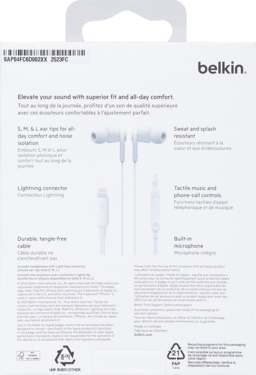 slide 7 of 12, Belkin Sound Form Headphones with Lightning Connector 1 ea, 1 ct