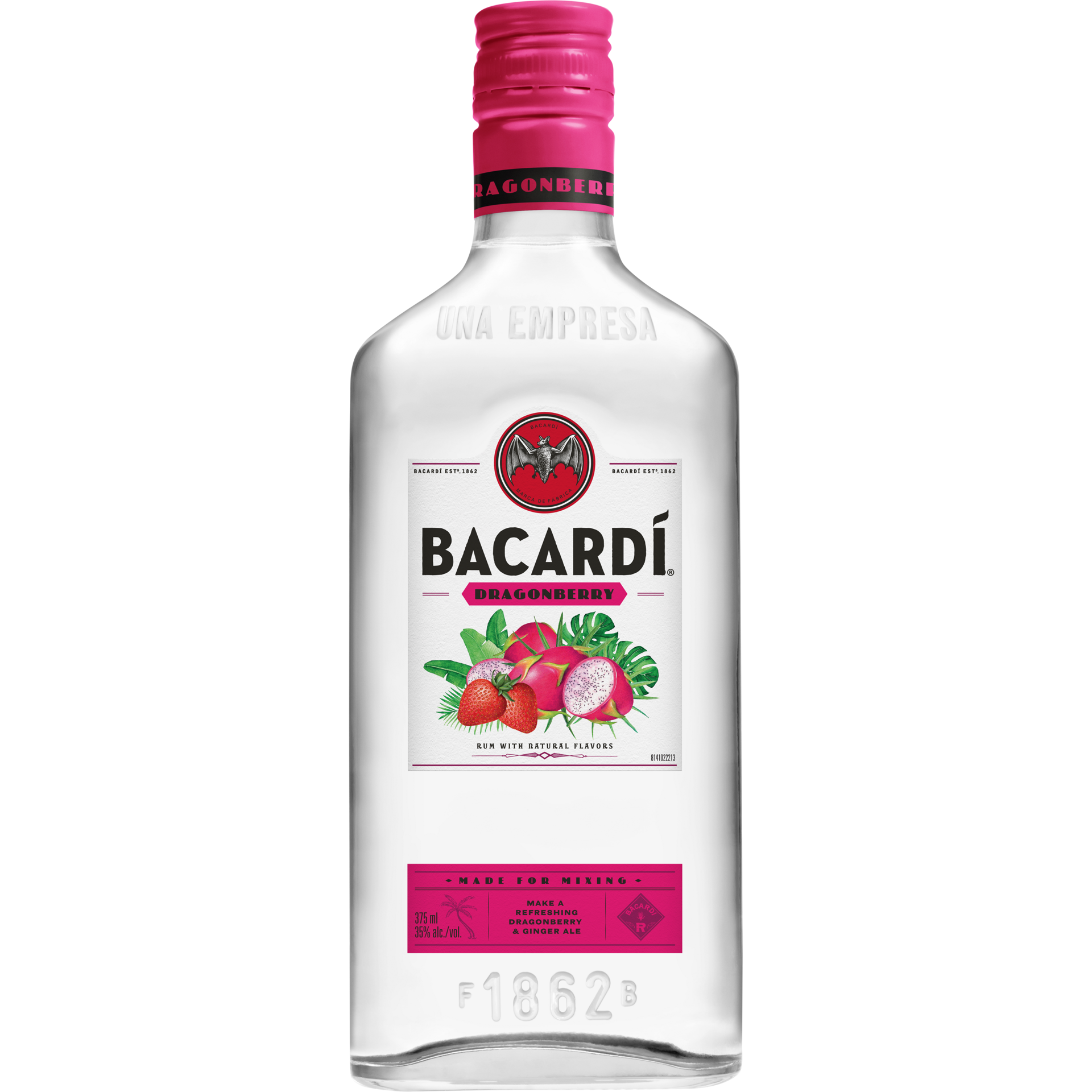 slide 1 of 5, Bacardí Bacardi Dragonberry Rum, Gluten Free 35% 37.5Cl/375Ml, 375 ml