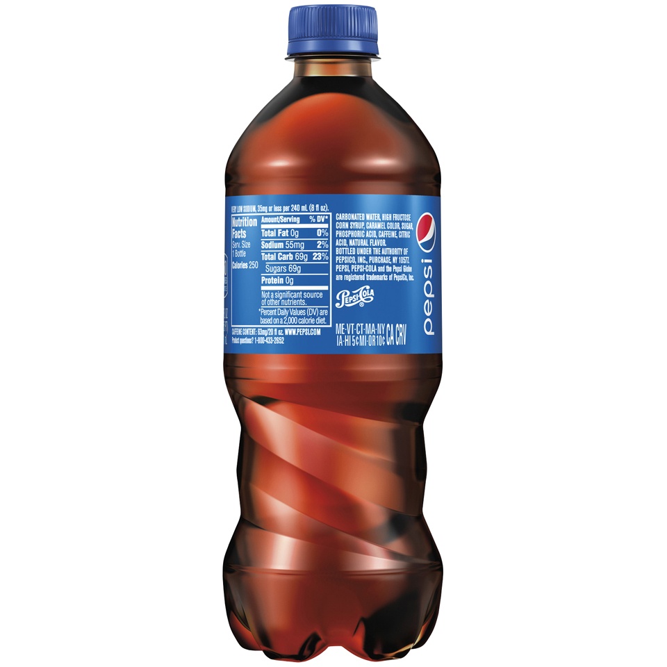 slide 2 of 3, Pepsi Soda Cola 20 Fl Oz Bottle, 20 fl oz