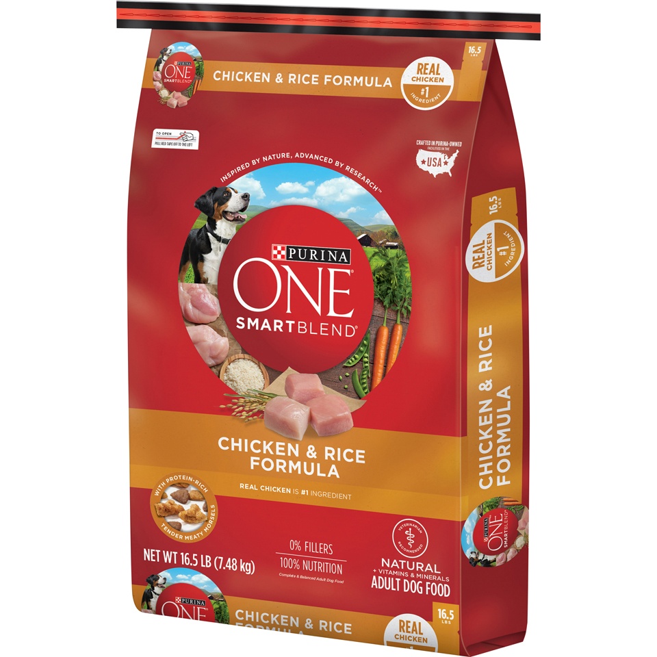 slide 7 of 9, Purina ONE SmartBlend Natural Dry Dog Food with Chicken & Rice - 16.5lbs, 16.5 lb