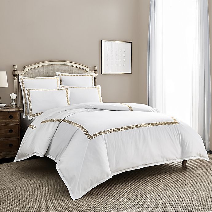 slide 1 of 1, Wamsutta Muriel PimaCott Embroidered Queen Duvet Cover Set - White, 3 ct