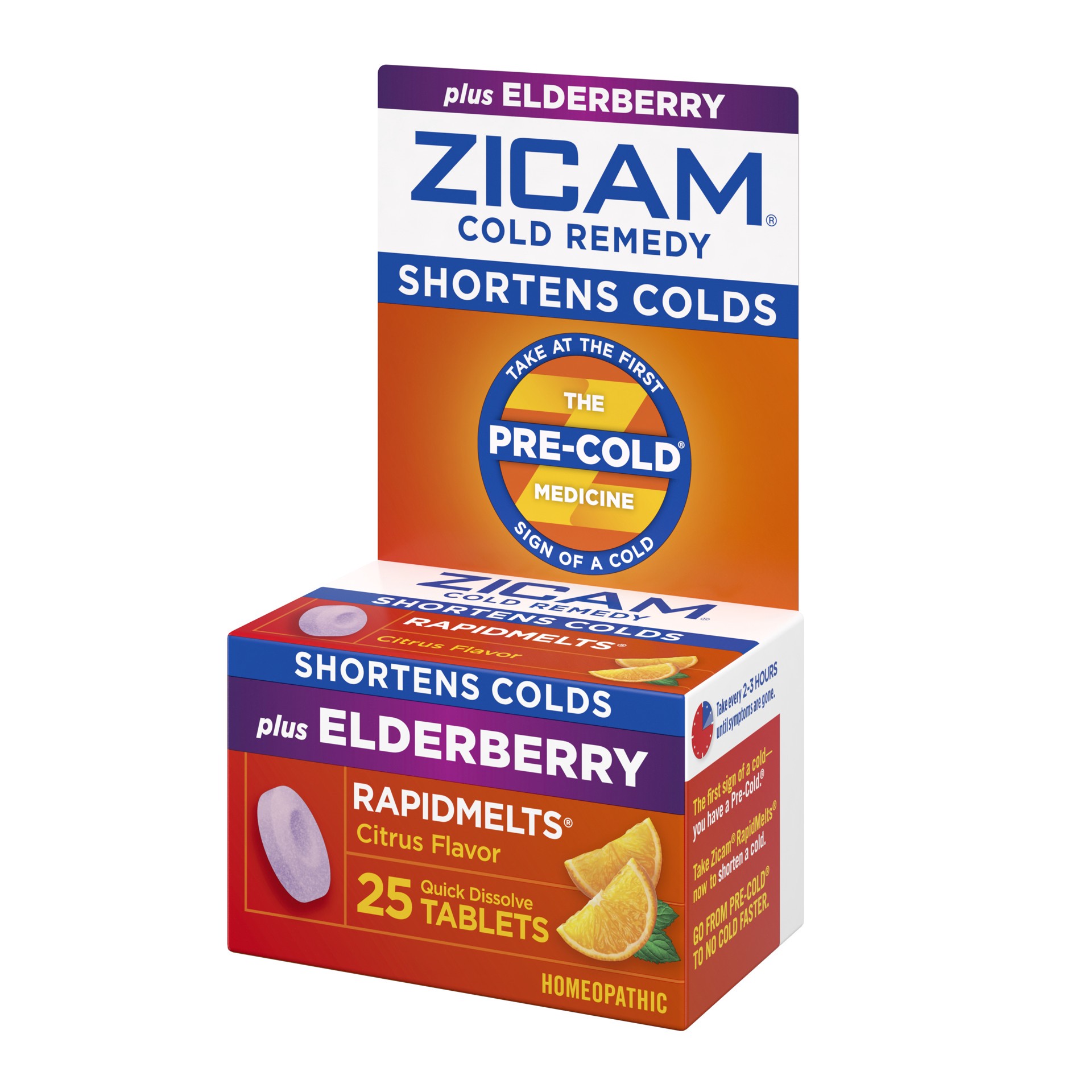 slide 4 of 4, Zicam RapidMelts Elderberry Citrus Flavor Cold Remedy Quick Dissolve Tablets 25 ea Box, 25 ct