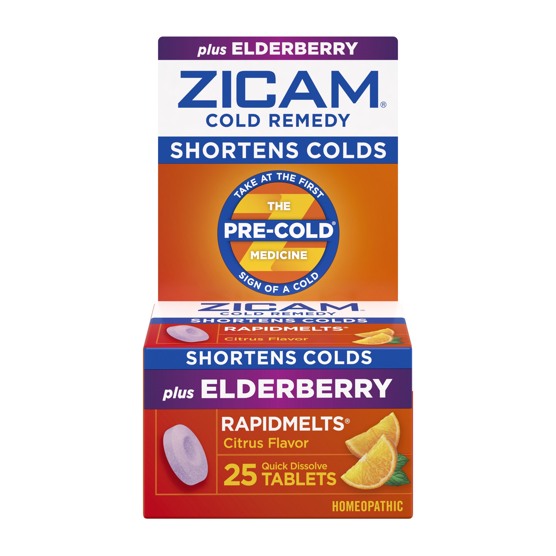 slide 1 of 4, Zicam Zinc Cold Remedy RapidMelts Quick-Dissolve Tablets Citrus Plus Elderberry 25ct, 25 ct