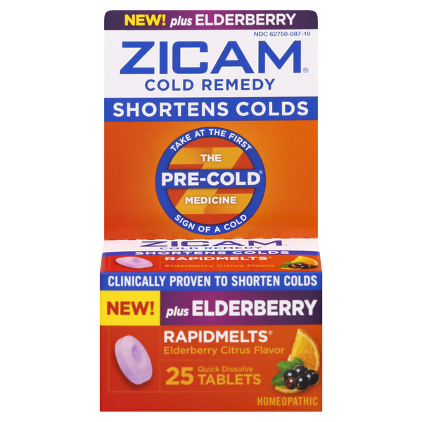 slide 1 of 1, Zicam RapidMelts Pre-Cold Tablets - Elderberry Citrus, 25 ct