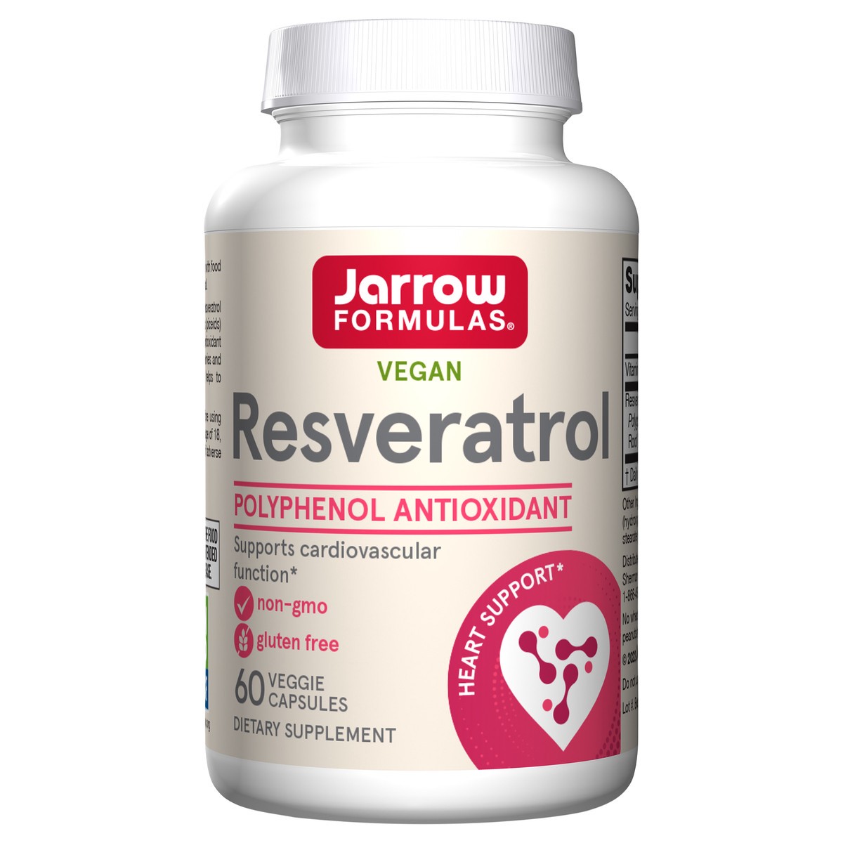 slide 1 of 1, Jarrow Formulas Resveratrol 100 mg - 60 Veggie Capsules - Resveratrol + Vitamin C Supplement - Antioxidant, Cardiovascular, Anti-Aging Support - 60 Servings , 60 ct