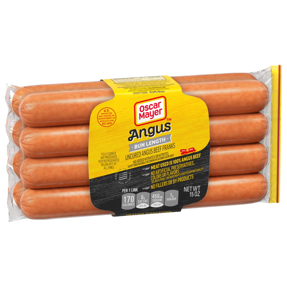 slide 5 of 9, Oscar Mayer Bun-Length Beef Franks Hot Dogs, 8 ct Pack, 15 oz