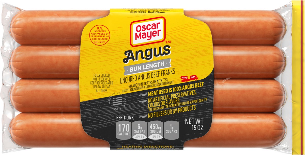slide 3 of 9, Oscar Mayer Bun-Length Beef Franks Hot Dogs, 8 ct Pack, 15 oz