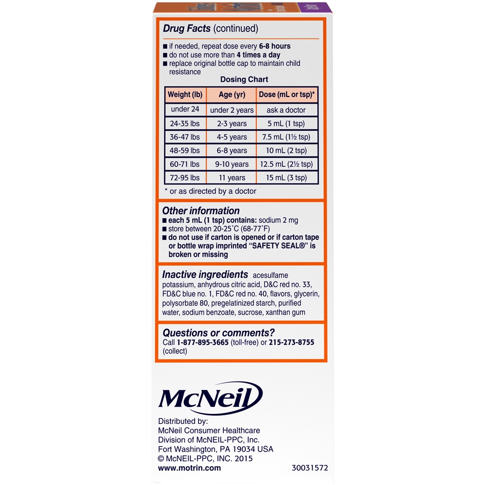 Motrin Children's Motrin Pain Reliever/Fever Reducer Liquid Ibuprofen
