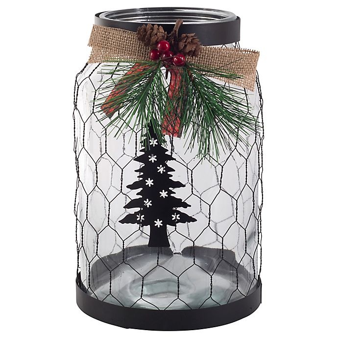 slide 1 of 1, Bee & Willow Home Large Tree and Wire Hurricane Glass Candle Holder, 1 ct