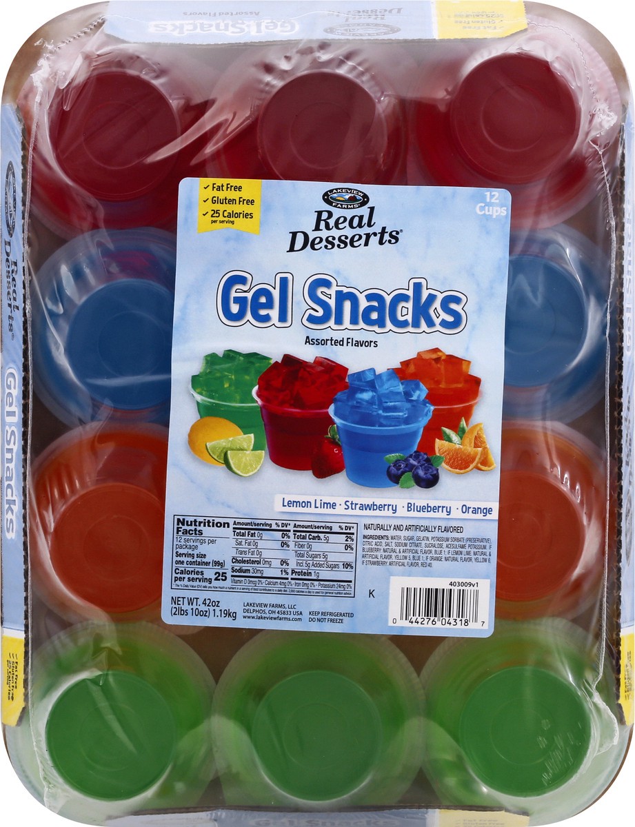slide 1 of 1, Lakeview Farms Real Desserts Assorted Flavors Gel Snacks 12 ea, 12 ct