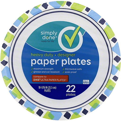 slide 3 of 3, Simply Done Heavy Duty Designer 10 1/16" Paper Plates, 22 ct