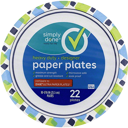 slide 2 of 3, Simply Done Heavy Duty Designer 10 1/16" Paper Plates, 22 ct