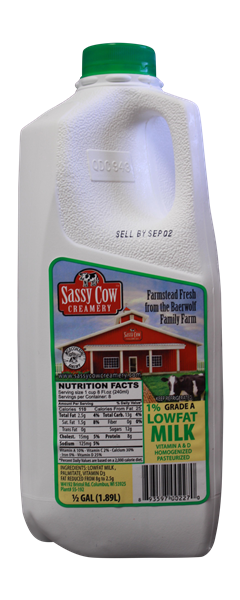 slide 1 of 1, Sassy Cow Creamery 1% Lowfat Milk, 1/2 gal