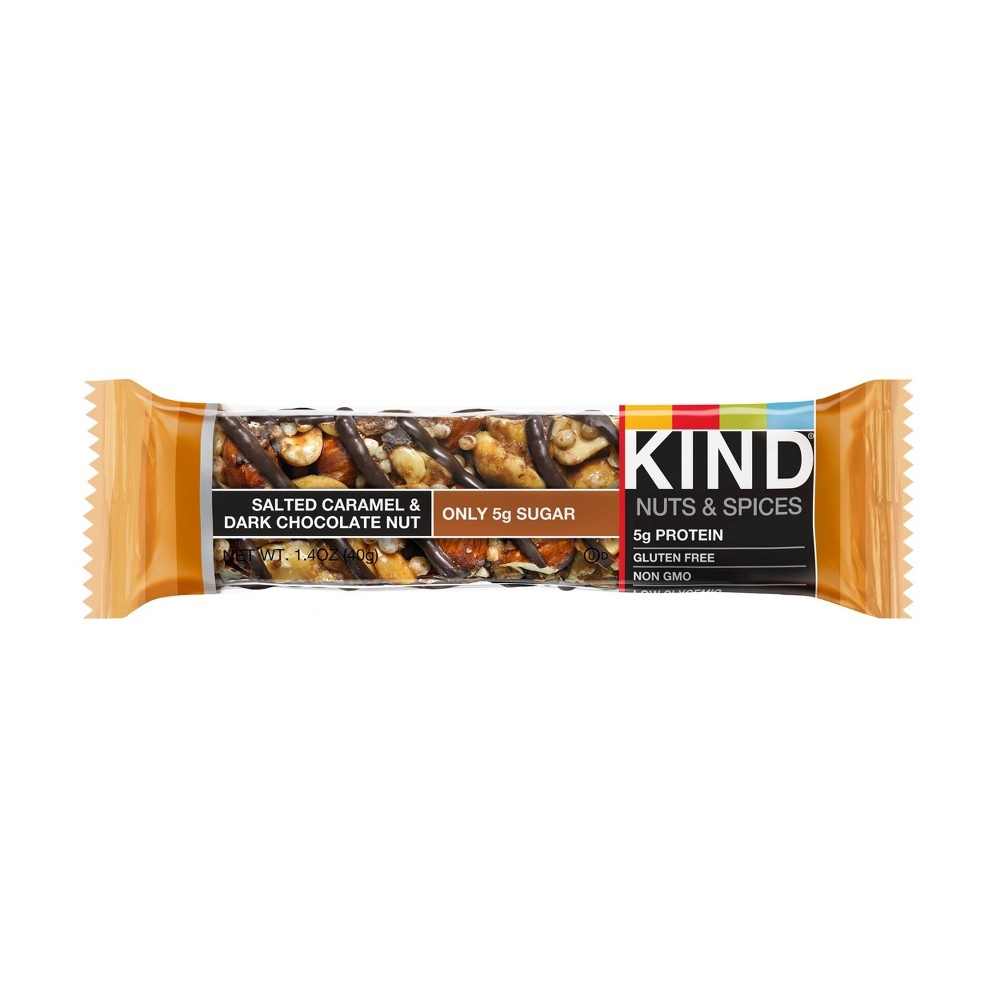 slide 2 of 2, KIND Nuts & Spices Salted Caramel and Dark Chocolate Nut Nutrition Bars, 4 ct