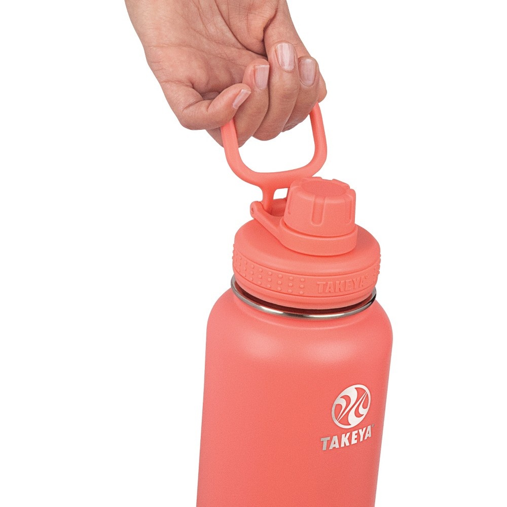 slide 4 of 5, Takeya 32oz Actives Insulated Stainless Steel Water Bottle with Spout Lid - Coral, 1 ct