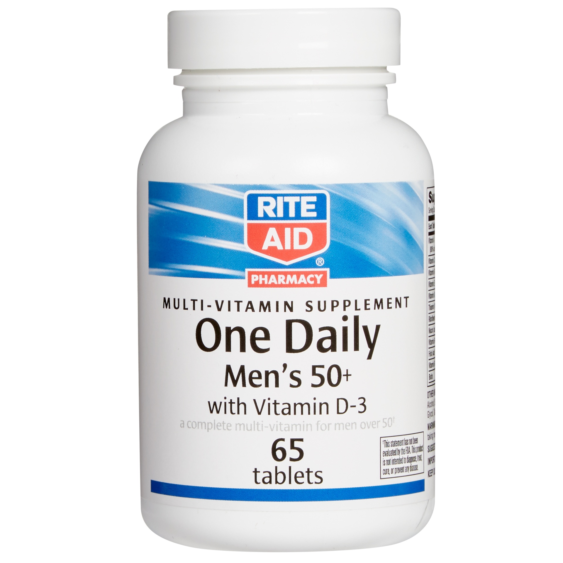 slide 1 of 2, Rite Aid Multi-Vitamin Supplement One Daily Mens 50+ with Vitamin D-3 Tablets, 65 ct