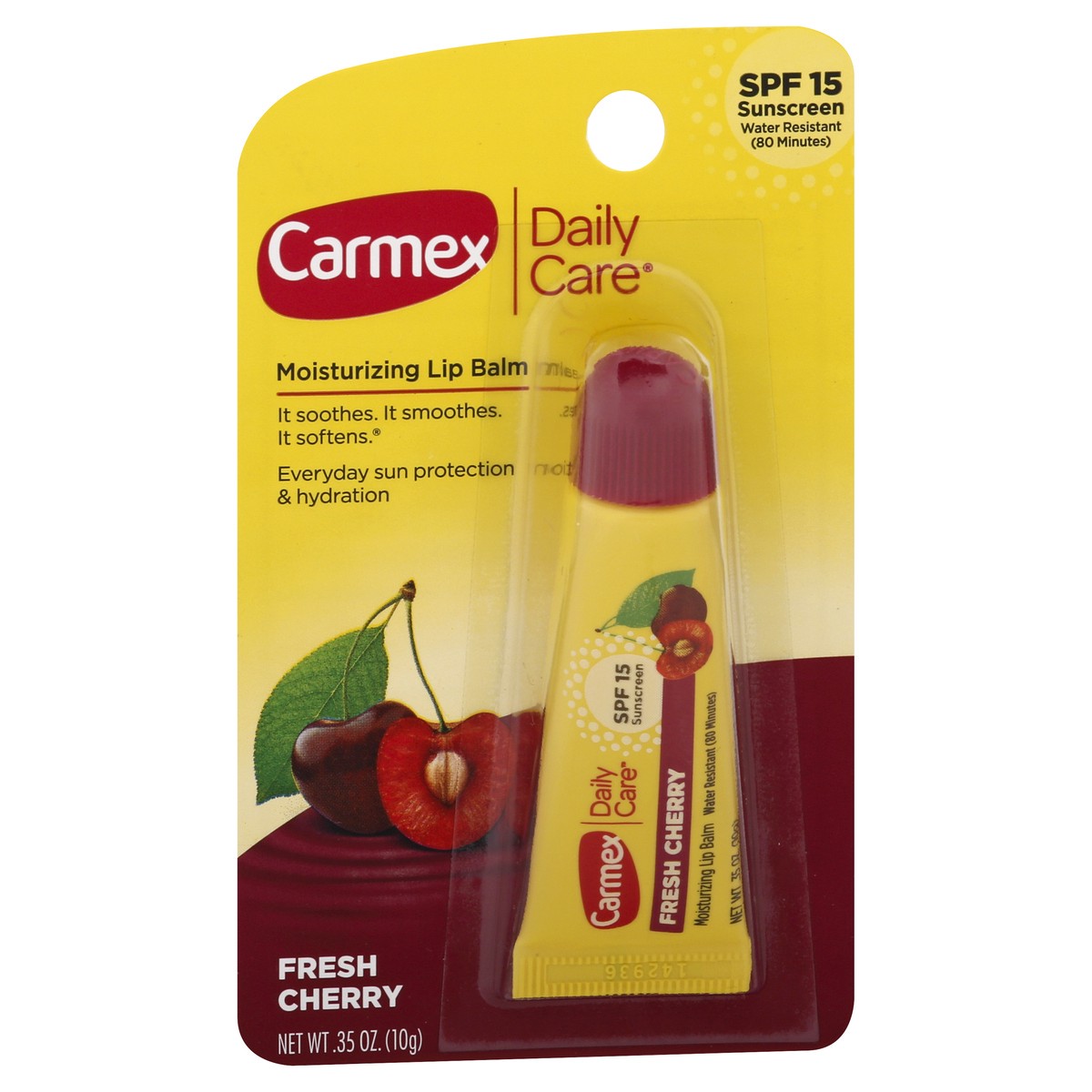 slide 1 of 9, Carmex Daily Care SPF 15 Fresh Cherry Moisturizing Lip Balm 0.35 oz, 0.35 oz