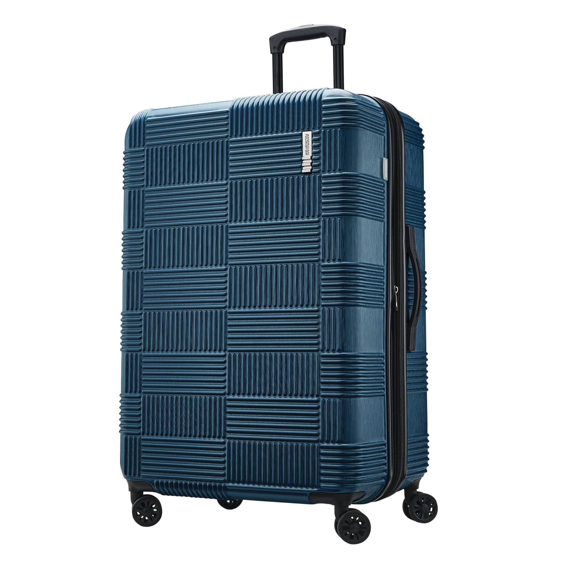 slide 1 of 8, American Tourister Checkered Hardside Spinner Suitcase - Teal, 1 ct