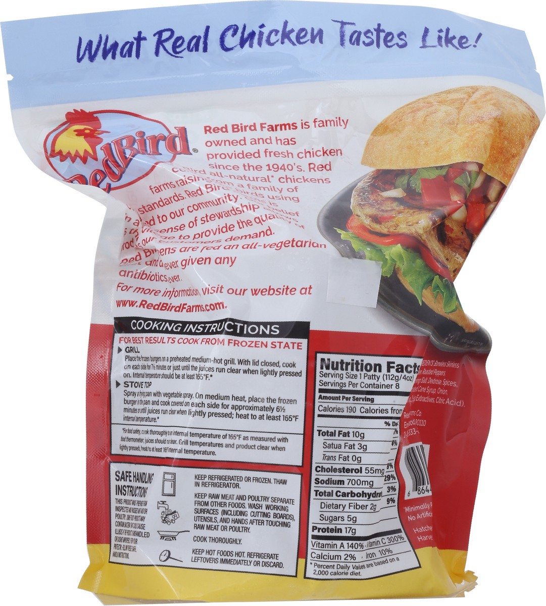 slide 10 of 15, Red Bird Mild Three Chilies Chicken Patties 8 ea, 8 ct