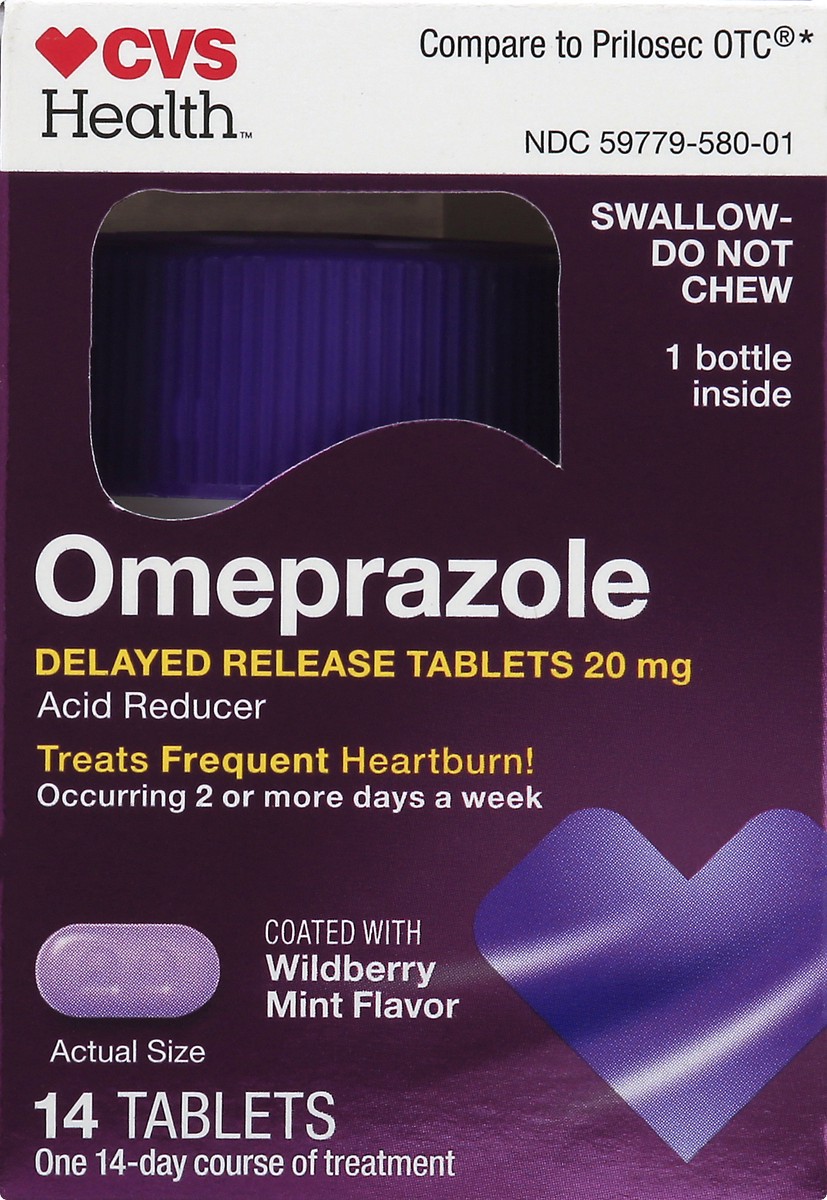 slide 10 of 10, CVS Health Omeprazole Delayed Release Acid Reducer Tablets, 14 Ct, 14 ct