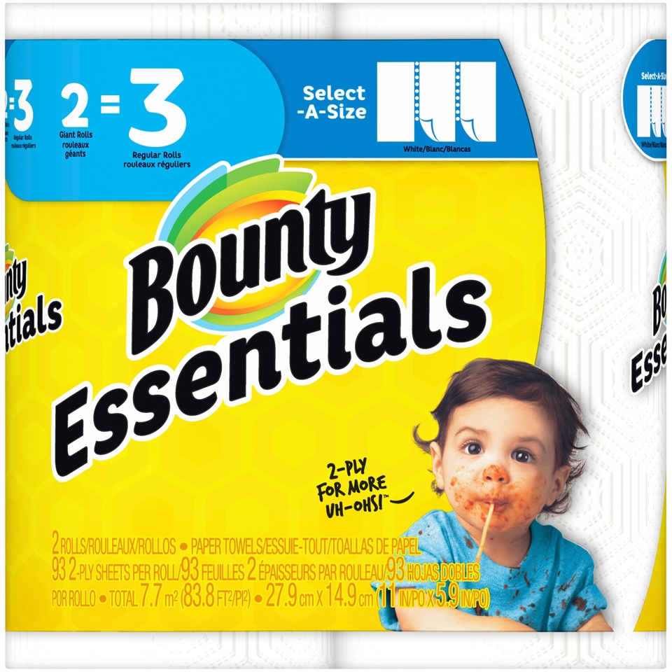 slide 2 of 2, Bounty Essentials Select-A-Size Giant Absorbent Paper Towels, 2 ct