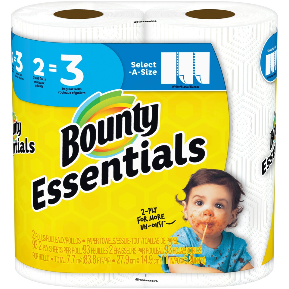 slide 1 of 2, Bounty Essentials Select-A-Size Giant Absorbent Paper Towels, 2 ct