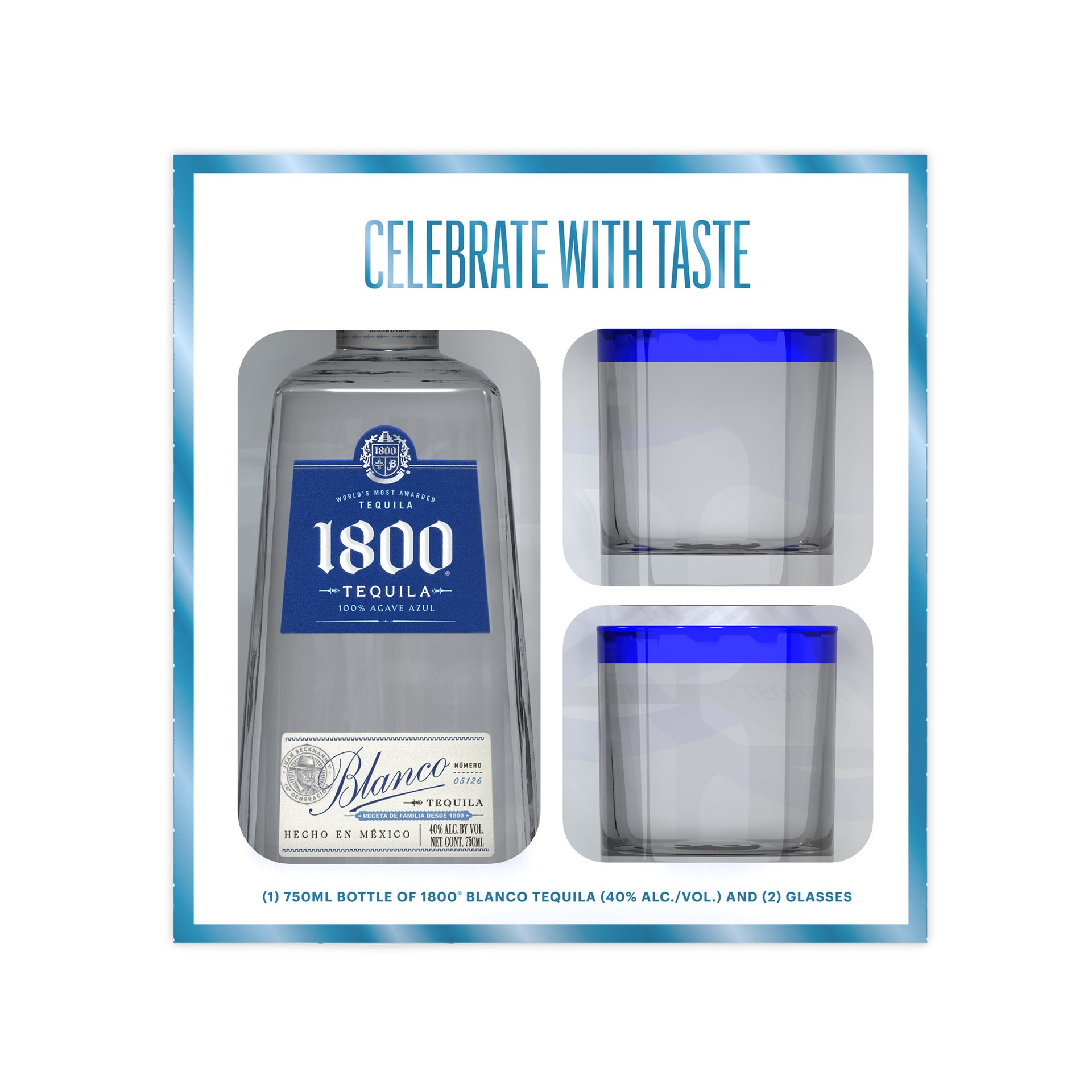 slide 7 of 10, 1800 Silver Tequila 750ml w/Glass, 1 ct