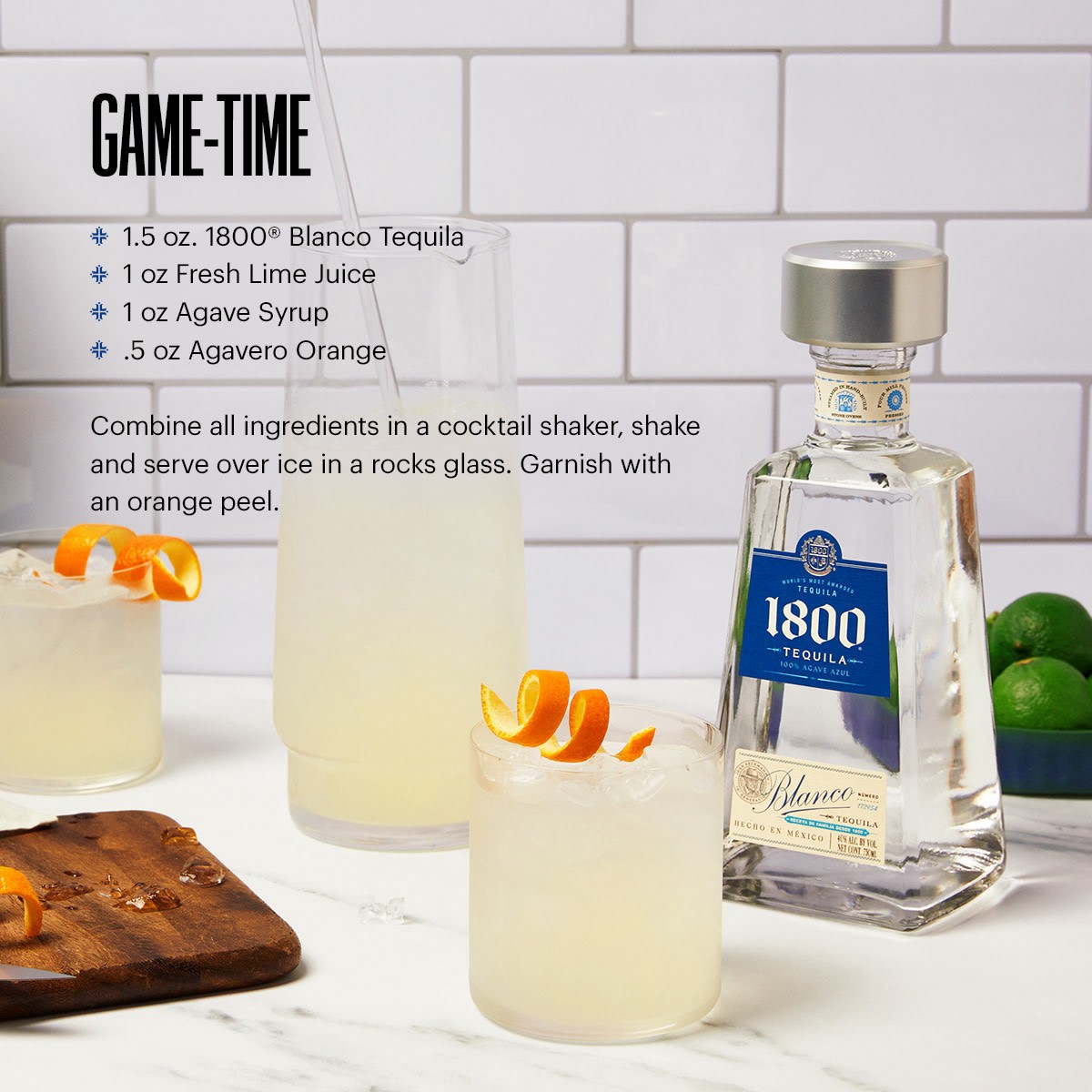 slide 2 of 10, 1800 Silver Tequila 750ml w/Glass, 1 ct