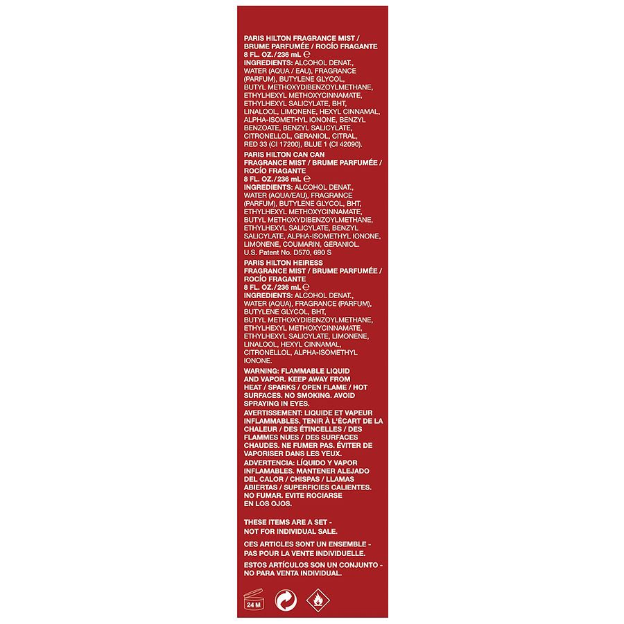 slide 4 of 4, Paris Hilton Paris Hilton/Can Can/Heiress Fragrance Mist Collection 3 - 8 fl oz Bottles, 3 ct
