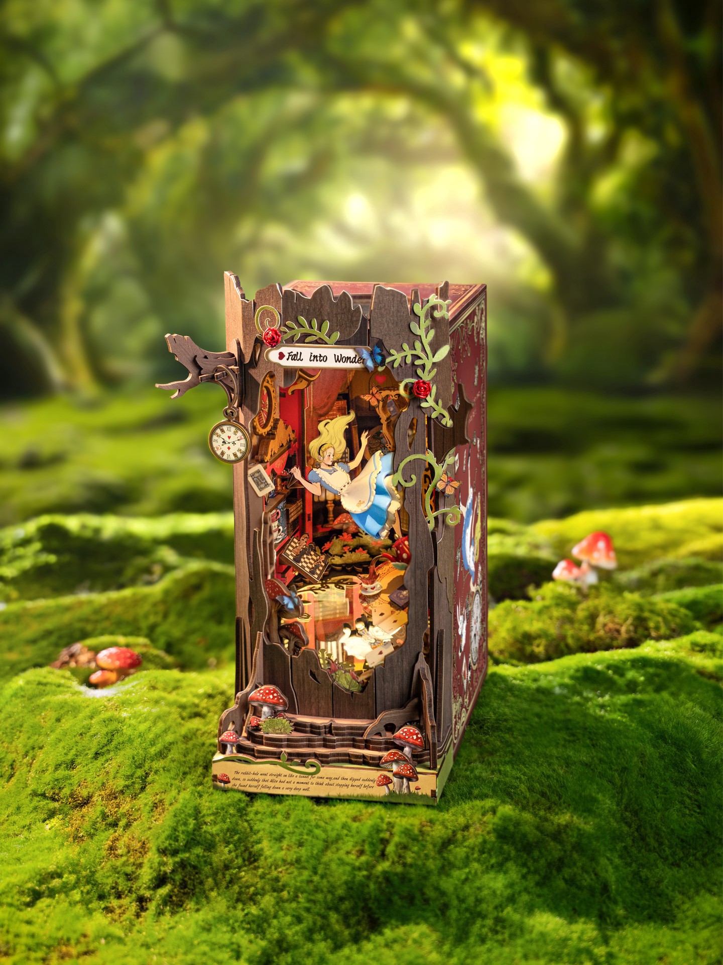 slide 7 of 9, Robotime Rolife Fall Into Wonder Diy Book Nook Shelf Insert Kit, 6 in x 7.75 in x 9.88 in