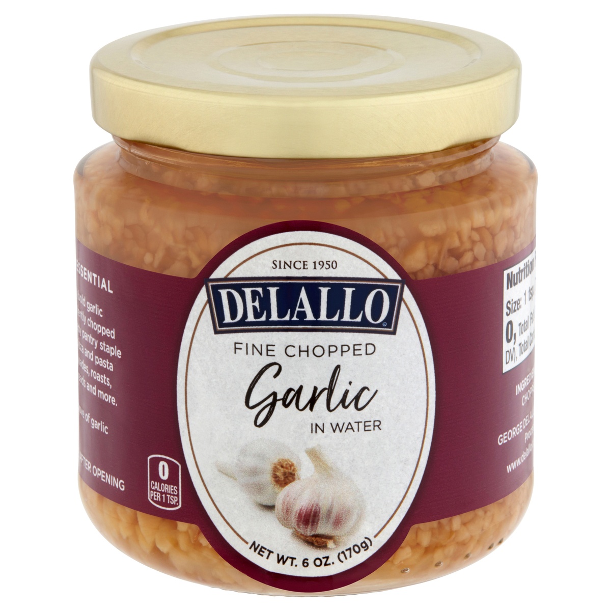 slide 1 of 1, DeLallo Chopped Garlic In Water, 6 oz
