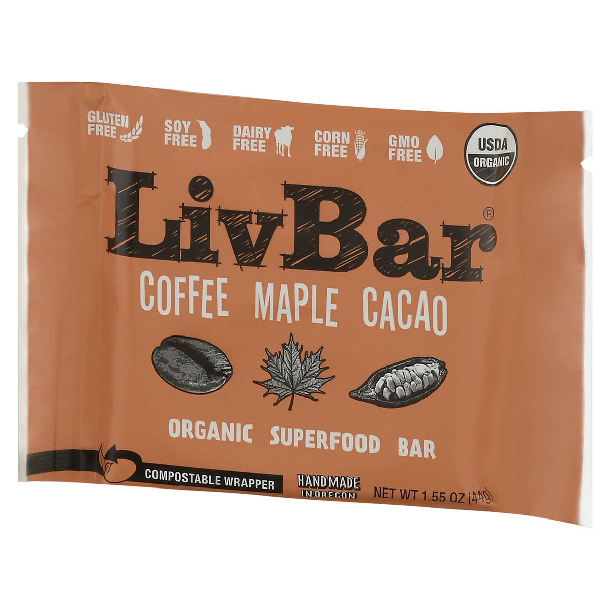 slide 4 of 9, LivBar Organic Coffee Maple Cacao Superfood Bar 1.55 oz, 1.55 oz