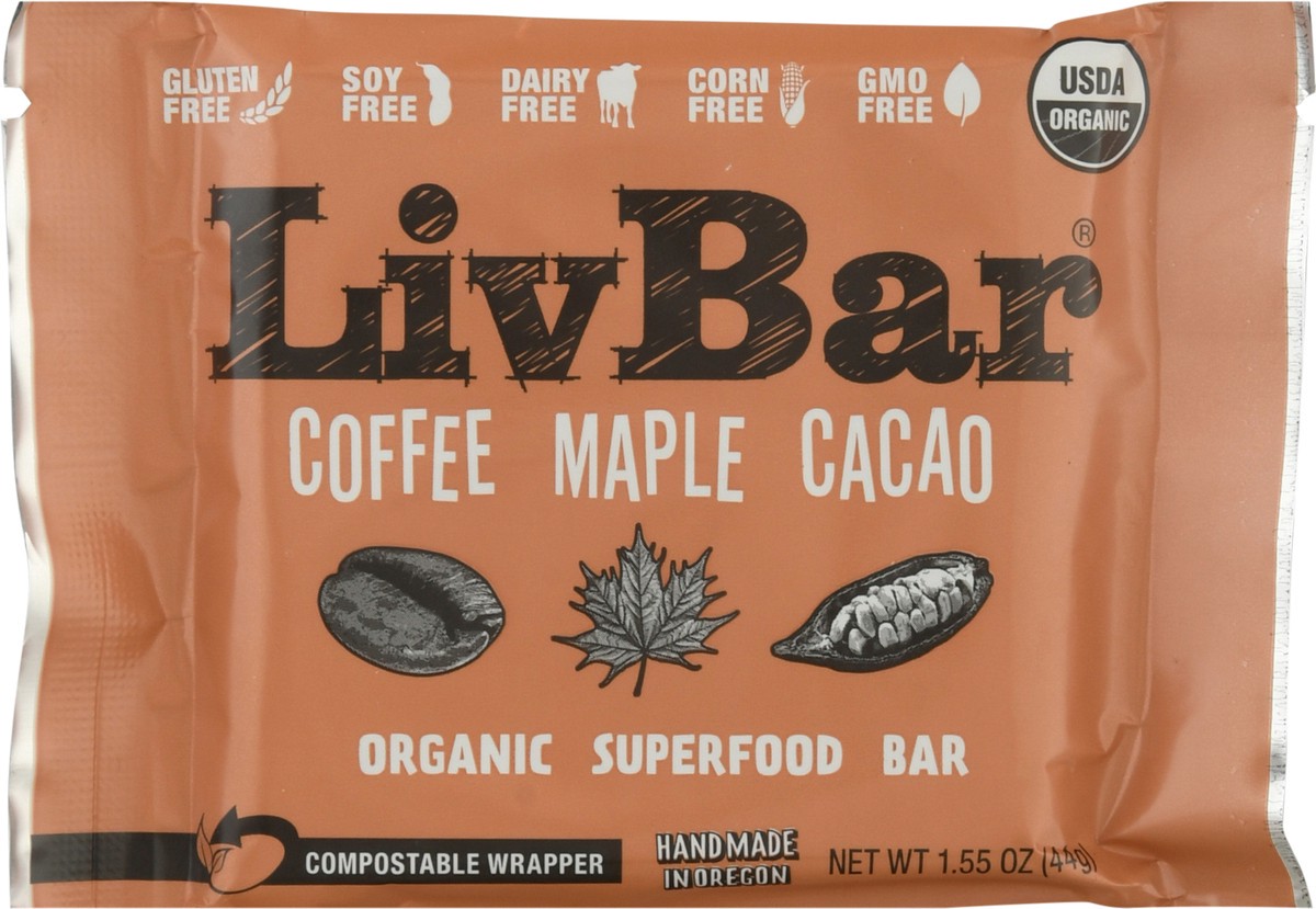 slide 9 of 9, LivBar Organic Coffee Maple Cacao Superfood Bar 1.55 oz, 1.55 oz