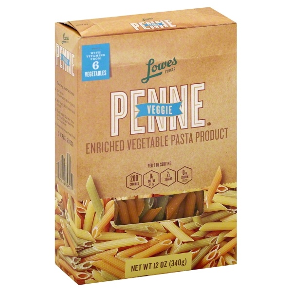 slide 1 of 1, Lowes Foods Pasta Veggie Penne Rigate, 12 oz