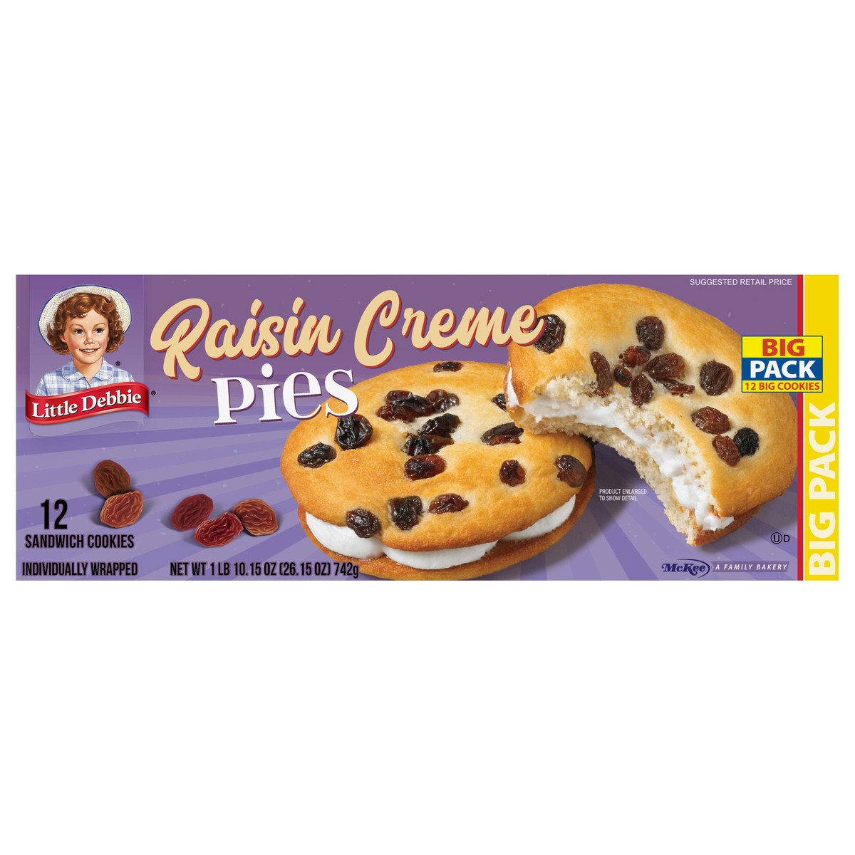 slide 3 of 11, Little Debbie Snack Cakes, Little Debbie Big Pack Raisin Creme Pies, 12 ct