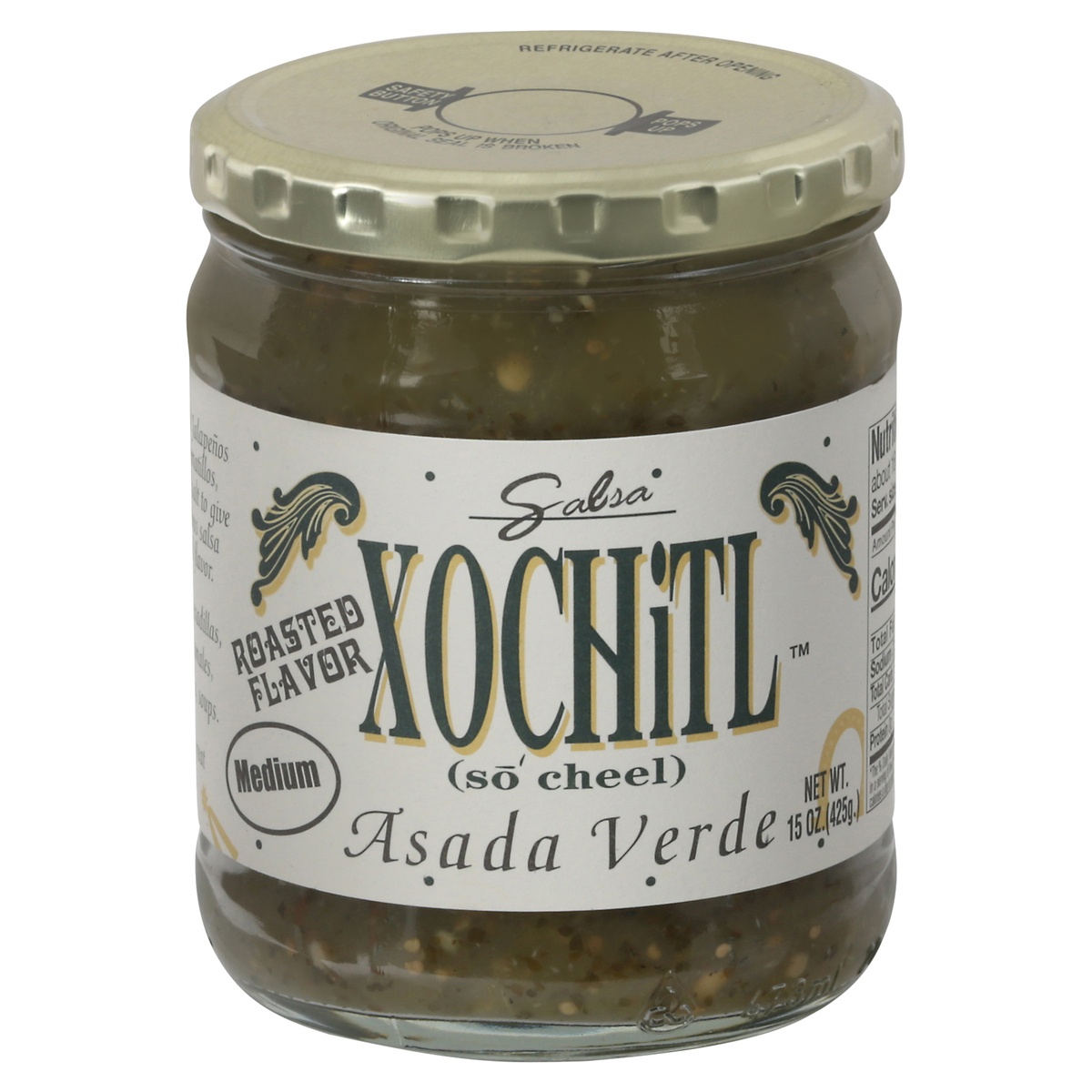slide 1 of 1, Xochitl Medium Asada Verde Roasted Flavor Salsa 15 oz, 15 oz