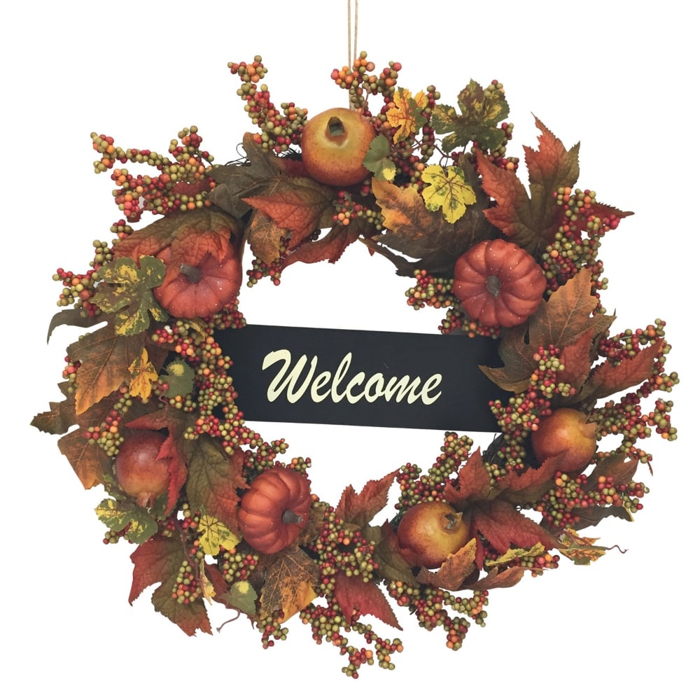 slide 1 of 1, Holiday Home Welcome Wreath - Brown, 1 ct