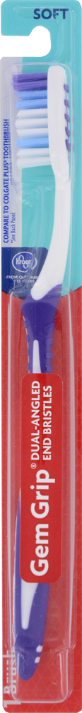 slide 1 of 1, Kroger Gem Grip Diamond Head Soft Toothbrush, 1 ct