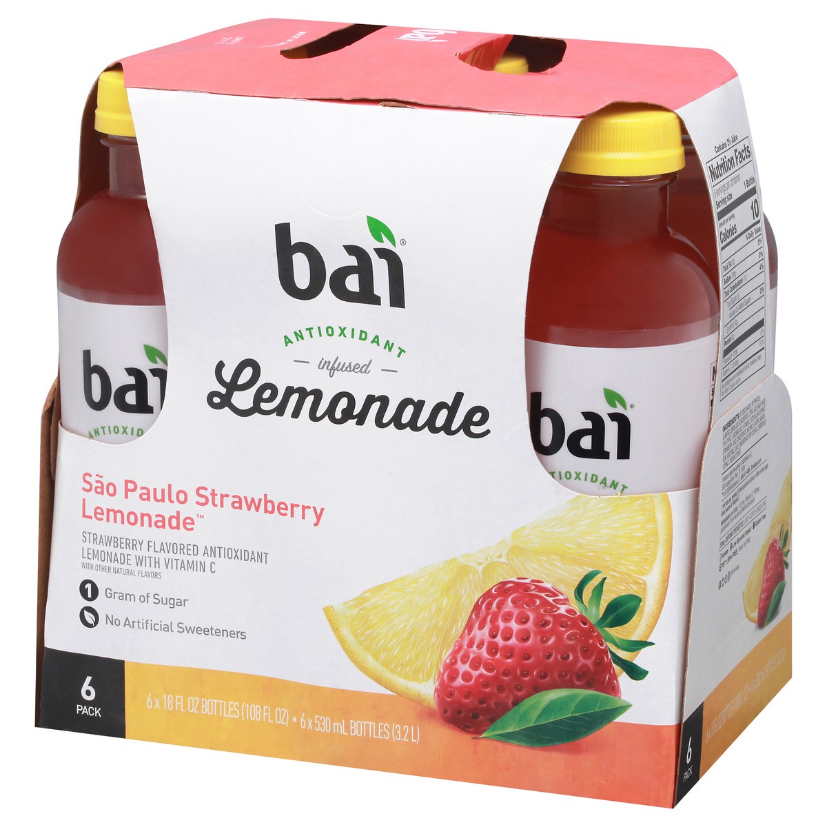 slide 5 of 9, Bai 6 Pack Sao Paulo Strawberry Lemonade 6-18 fl oz Bottles - 6 ct, 6 ct