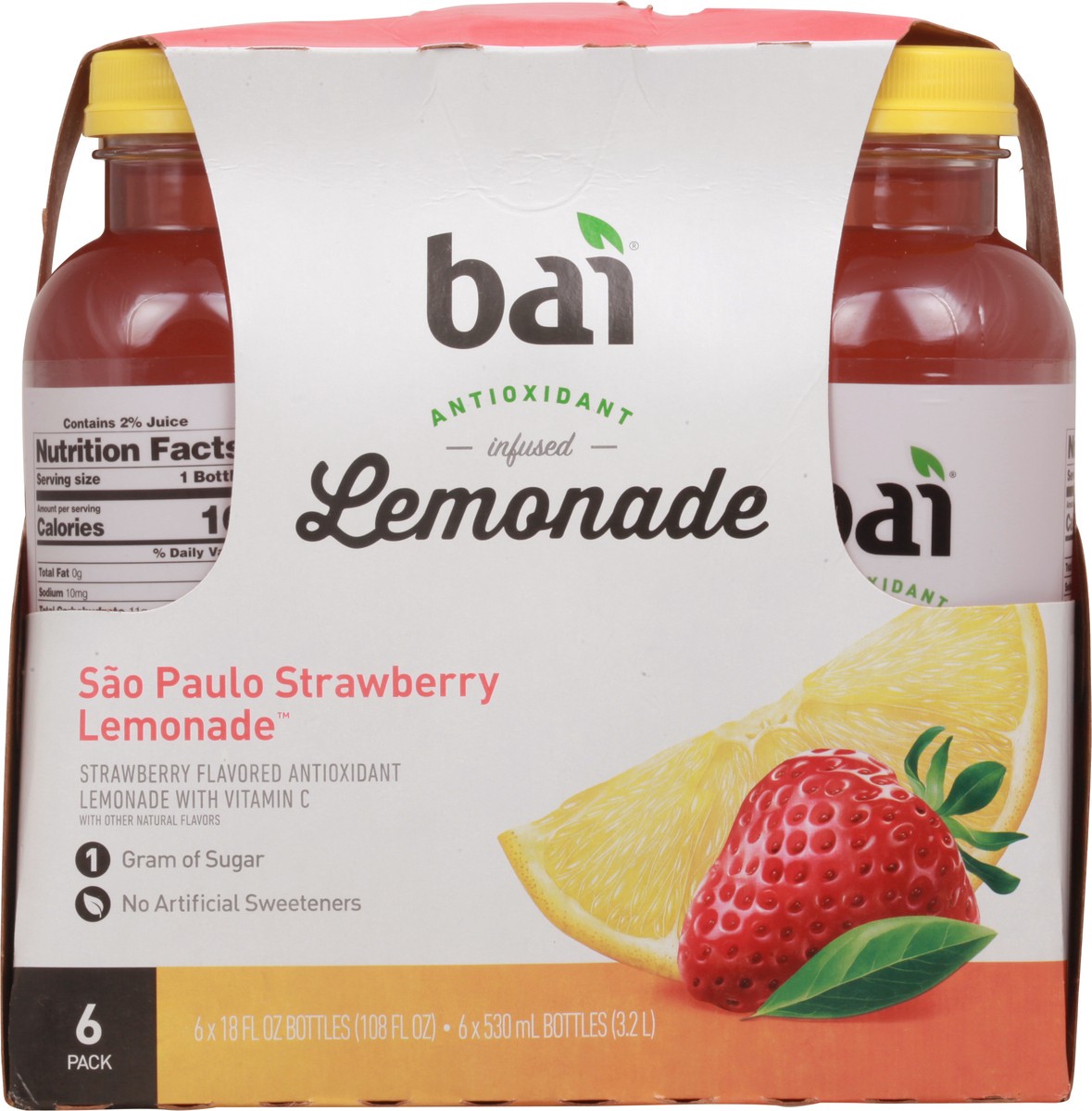 slide 2 of 9, Bai 6 Pack Sao Paulo Strawberry Lemonade 6-18 fl oz Bottles - 6 ct, 6 ct