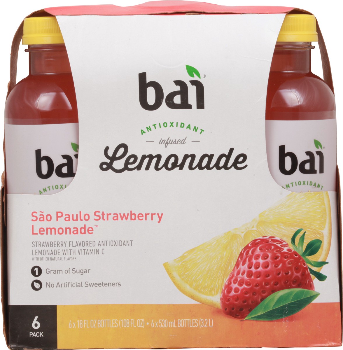 slide 8 of 9, Bai 6 Pack Sao Paulo Strawberry Lemonade 6-18 fl oz Bottles - 6 ct, 6 ct